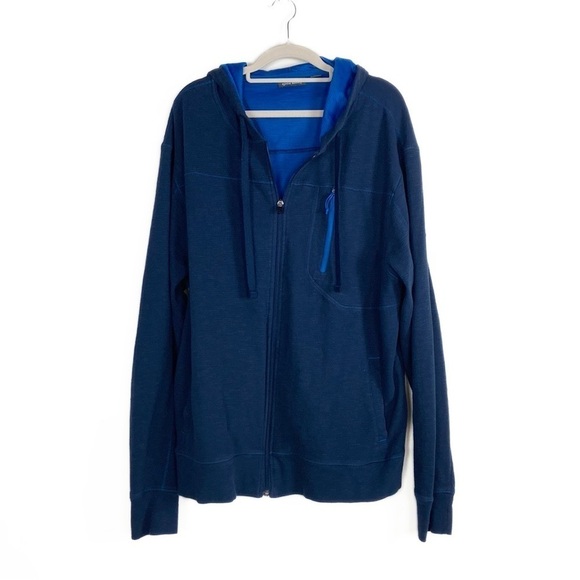 Eddie Bauer Other - Eddie Bauer Cotton Hooded Full Zip Long Sleeve Navy Blue Lightweight Jacket